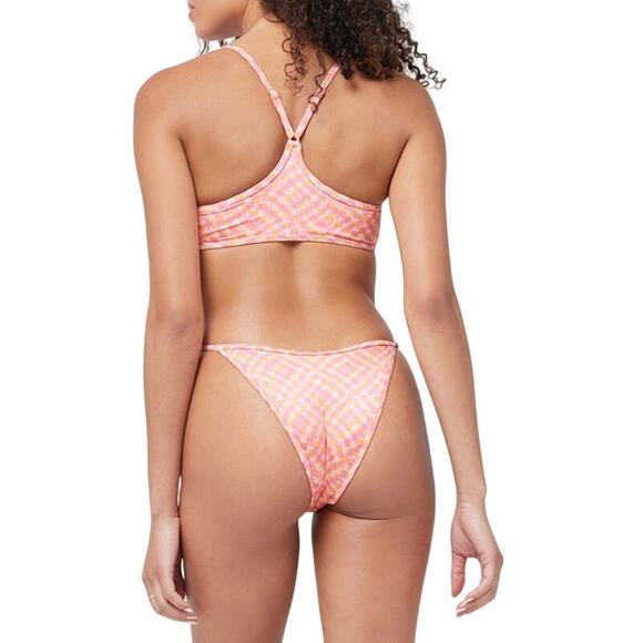 L*SPACE Tommy Bikini Bottom Bitsy Heat Waves Pink Abstract Scoop Front Med NEW - Picture 2 of 9